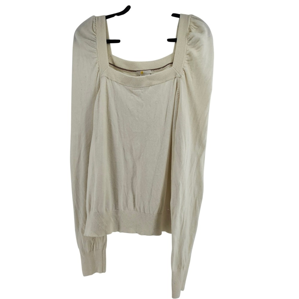 Boden Cream Puff Sleeve Sweater‎ 16 Coquette Parisian Soft Cottage Minimalist